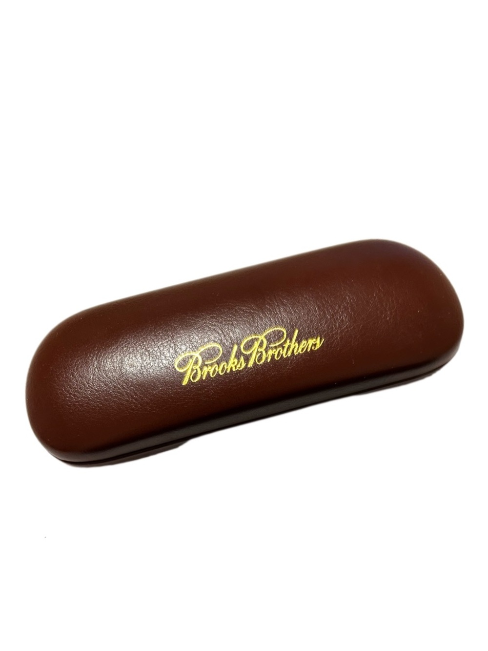 Brooks Brothers Brown Leather Eyeglass Case with Gold Logo